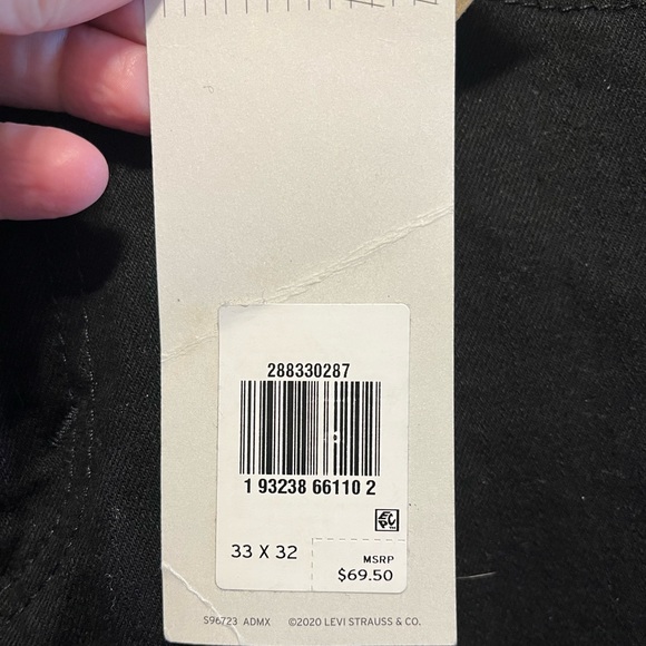 Levi’s 512 Slim Taper Stretch  Flex Men’s Black Jeans 33x32 NWT - Picture 7 of 16